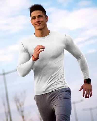 Miniatura 6 de Hicarer Paquete de 6 camisas de compresión atléticas para hombre, camisetas de manga larga para correr, para entrenamiento deportivo