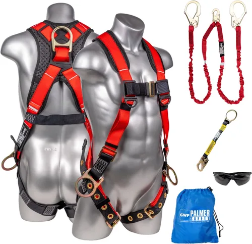 Miniatura 17 de Palmer Safety Kit de arnés de seguridad para protección contra caídas I Arnés de construcción + varios cordones + extensor de anillo en D