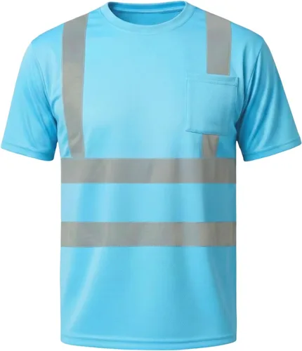Miniatura 17 de HYCOPROT Hi Vis - Camisas de seguridad de manga corta de alta visibilidad, camisa reflectante para hombres y mujeres, camiseta de construcción