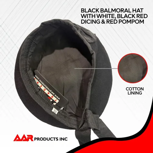 Miniatura 11 de AAR Gorros Glengarry Balmoral Kilt Scottish para hombre en dados y lisos 100% lana Piper 52-62
