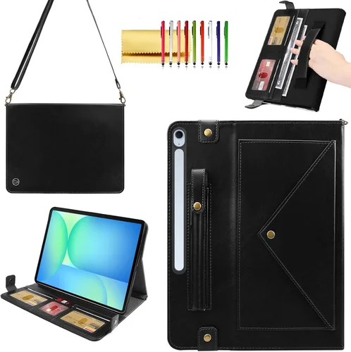 Miniatura 9 de Bolso Funda para Samsung Galaxy Tab S10 FE/S9 FE 10.9"/S9/S8/S7 11", Techcircle Folio con Soporte Cruzado, Billetera con Ranura para Lápiz S Pen
