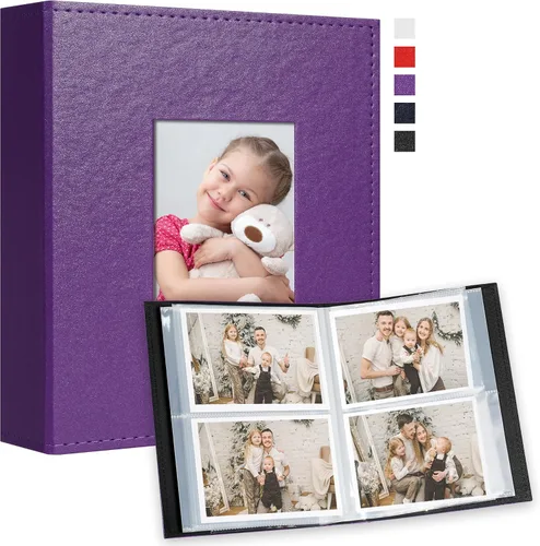 Miniatura 16 de Vienrose Álbum de fotos pequeño de 4 x 6 pulgadas, paquete de 2 mini libros de fotos con cubierta de cuero, 26 páginas con capacidad para 52