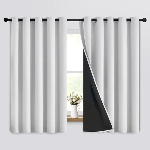 Miniatura 164 de Yakamok Cortinas negras, cortinas de ventana con aislamiento térmico y eficiencia energética para dormitorio, cortinas opacas completas y cortinas