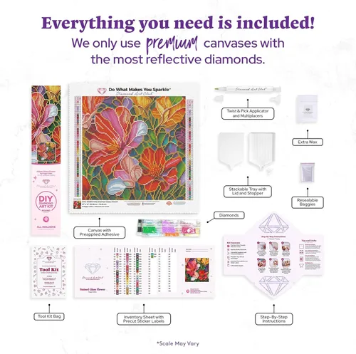 Miniatura 3 de DIAMOND ART CLUB - Juego de pintura con diamantes, lienzo de Vitral de flores”, lienzo redondo 5D para principiantes, divertidas manualidades