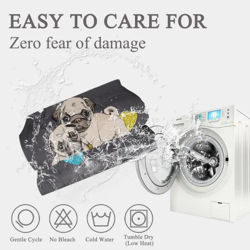 Miniatura 7 de Sleepwish - Juego de edredón de carlino, juegos de ropa de cama de perro de 4 piezas para cama individual, edredón gris reversible para chicos