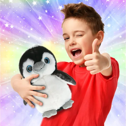 Miniatura 2 de DolliBu Peluche de pingüino gris, juguete de pingüino de peluche súper suave, animales marinos abrazables, relleno de felpa, lindo juguete esponjoso