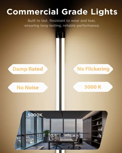 Miniatura 5 de Sunco 10 paquete de lámparas LED para taller/garaje, luz negra para tienda de 4 pies, lámparas de utilidad enchufables y enlazables, 260W=40W, 5000K