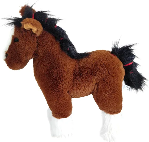 Miniatura 2 de The Petting Zoo Caballo Clydesdale de Pie Animal de Peluche, Regalos para Niños, Wild Onez Animales de Granja, Juguete de Peluche de Caballo Marrón