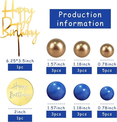 Miniatura 2 de 25 PIEZAS Decoración de Pastel de Cumpleaños de Acrílico con Números 0-9, Decoración de Tarta con Corona, Decoración de Pastel en Forma de Bola