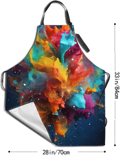 Miniatura 2 de Delantal colorido de poliéster Grooming Delantales con bolsillo para barbacoa Cocina Pintura Adultos