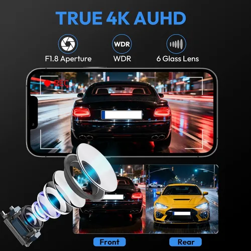 Miniatura 6 de Cámara de tablero 4K para Cadillac Escalade 2021-2026, Escalade ESV 2021-2026, Base Sport Premium LuxuryOEM-Look, video UHD 2160P, WiFi y aplicación