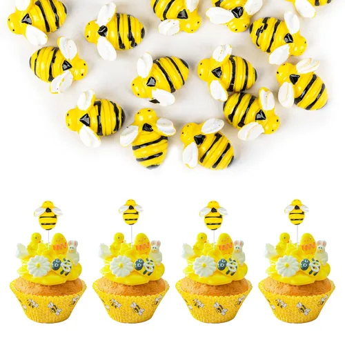 Miniatura 10 de Gyufise 24 adornos para cupcakes de abejorros de abejorro, pequeñas figuritas de abeja, selecciones de cupcakes Oh Babee, decoraciones para pasteles