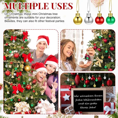 Miniatura 3 de Poen 200 Piezas Mini Adornos de Bolas de Navidad de 0.79 Pulgadas Bolas de Árbol de Navidad Adornos Miniatura para Árbol Coloridos Colgante