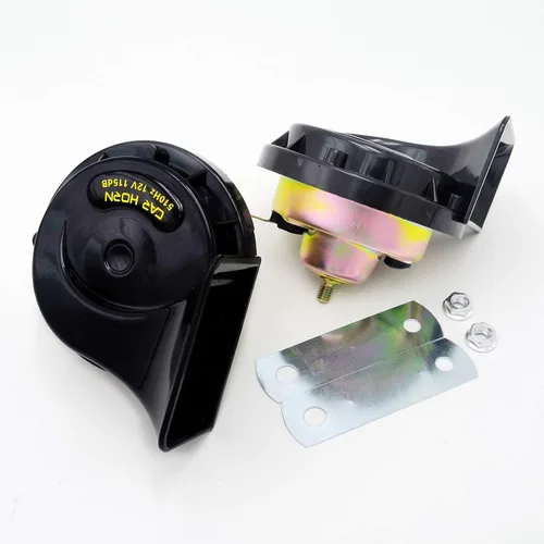 Miniatura 2 de Bocina de coche 115DB Bocina eléctrica para coche, bocina de motocicleta negra, tono alto y bajo, con soporte, cuerno resistente al agua, bocina