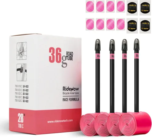 Miniatura 14 de Ridenow 4-Pack Bike Inner Tube for 700/18C-28C, 700/18C-32C with 65/85 mm Metal &TPU Presta Valves for Road Bikes, Super Light Puncture Resistant