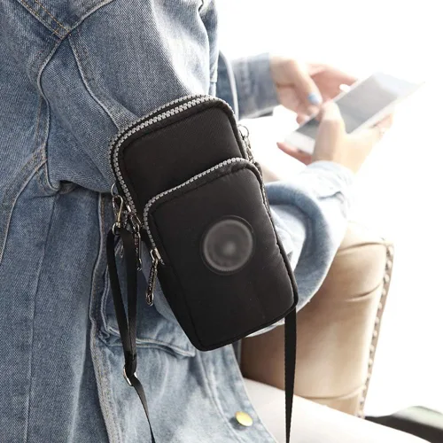 Miniatura 2 de ZGMYC Bolsa de 3 capas para teléfono celular, bolso de pulsera impermeable deportivo para el hombro, cartera