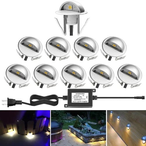 Miniatura 11 de Kit de luces LED para exteriores, Φ1.38 pulgadas, blanco cálido, paquete de 10 unidades, bronce, bajo voltaje, 12 V CC, IP65, impermeable
