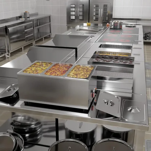 Miniatura 7 de KoolMore Calentador de alimentos comercial Bain Marie para encimera, estación de sopa y servidor de mesa de buffet con tres secciones para servir