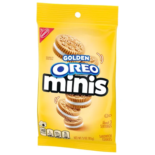 Miniatura 14 de Galletas OREO Minis tipo sándwich doradas, 12 bolsas de 3 oz