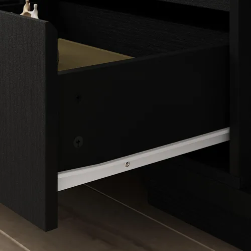 Miniatura 5 de Mesa Consola de TV Extensible Moderna Gabinete de TV con Cajones, Mesa Consola de Almacenamiento de Medios Contemporánea para Sala de Estar Negro