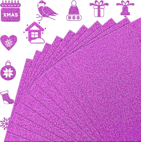 FEILIBAY 20 hojas de papel de cartulina con purpurina rojo rosa, papel de cartulina con purpurina tamaño A4 para manualidades, decoraciones de Rosa