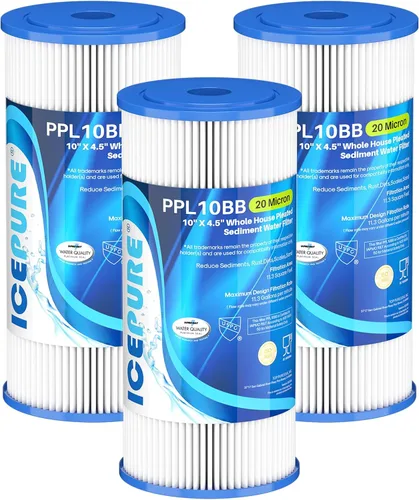 Miniatura 12 de ICEPURE Filtro de agua plisado de sedimento para toda la casa de 5 micrones de 10" x 4.5" de repuesto para GE FXHSC, Culligan R50-BBSA, Pentek