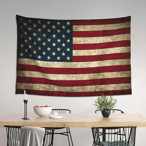 Miniatura 3 de JUHIOPOI Tapiz retro con bandera americana, decoración de pared, tapiz de arte para colgar en la pared, tapiz de pared para dormitorio, sala