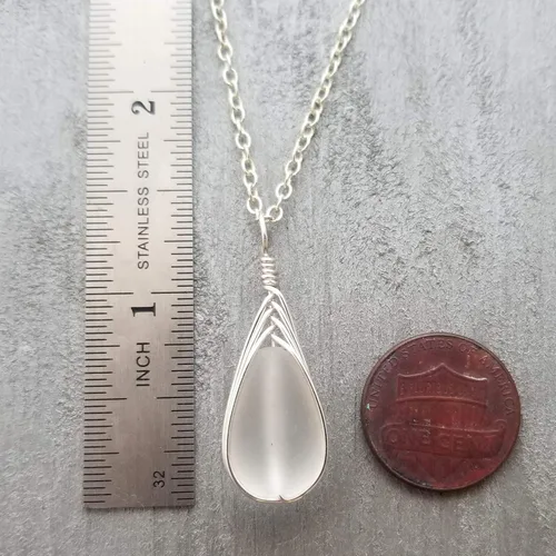 Miniatura 30 de Yinahawaii Collar de cristal de mar hecho a mano, joyería hawaiana para mujer, collar de lágrima trenzada, joyería única de cristal de mar