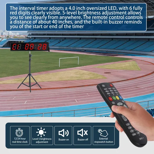 Miniatura 6 de Temporizador de fitness con botón de cronómetro, adecuado para escuela/examen/ejercicio en casa/gimnasio/fitness SMAHEAT Temporizador electrónico