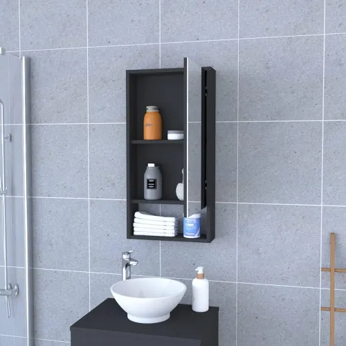 Miniatura 4 de Botiquín Irvine, un estante externo - Negro