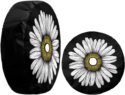 Miniatura 3 de Daisy Flower - Cubierta para neumático de repuesto con orificio de cámara de respaldo para remolque, RV, SUV y muchos vehículos, 17 pulgadas