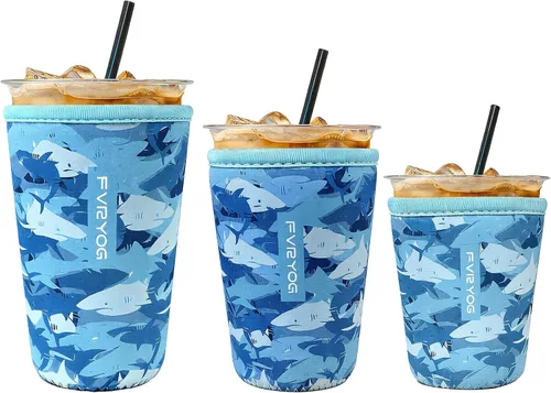 Miniatura 122 de Fundas de neopreno reutilizables aisladas para café helado, fundas para tazas de café helado, fundas para bebidas heladas y calientes