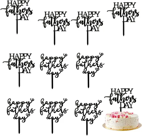 Miniatura 15 de Decoración para tartas con purpurina negra para el día del padre, feliz cumpleaños papá, te amamos papá, decoraciones de fiesta del día del padre