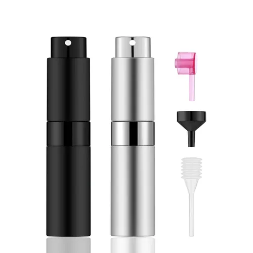 Miniatura 10 de 2 botellas de atomizador de perfume portátiles de 0.3 fl oz, botella de spray vacía recargable con 3 tipos de herramientas de recarga, botellas
