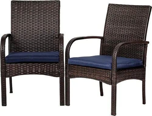 Sillas de comedor de mimbre al aire libre, sillas de comedor de ratán para patio, silla de restaurante con cojines extraíbles, sillón para hoguera