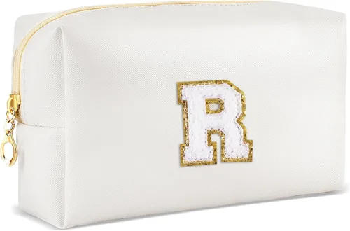 Miniatura 60 de URSKYTOUS Regalos para niñas, bolsa de maquillaje con inicial, bolsa de cosméticos personalizada con cremallera, bonita bolsa de aseo de viaje, Azul