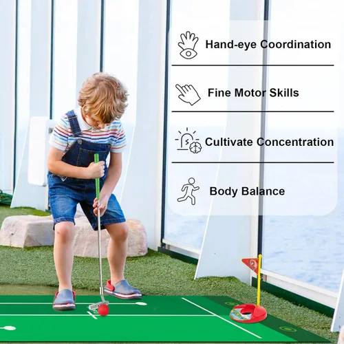 Miniatura 4 de Liberry Juego de golf para niños pequeños, palos de golf retráctiles con tapete de putting y bolsa de almacenamiento para niños de 2, 3, 4, 5 años