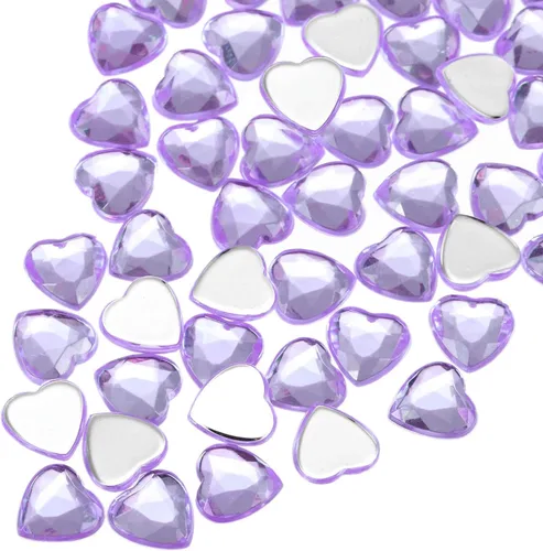 Miniatura 27 de MECCANIXITY 60 calcomanías acrílicas de diamantes de imitación de corazón de 0.315 in con parte trasera plana, gemas de plástico para manualidades