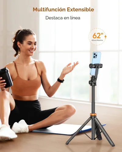 Miniatura 3 de EUCOS Trípode de teléfono de 62 pulgadas, trípode para iPhone y palo selfie con control remoto, soporte extensible para teléfono celular y soporte
