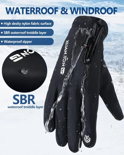 Miniatura 2 de JaGely 4 pares de guantes de invierno para hombres y mujeres, guantes de nieve impermeables, guantes cálidos para pantalla táctil, guantes