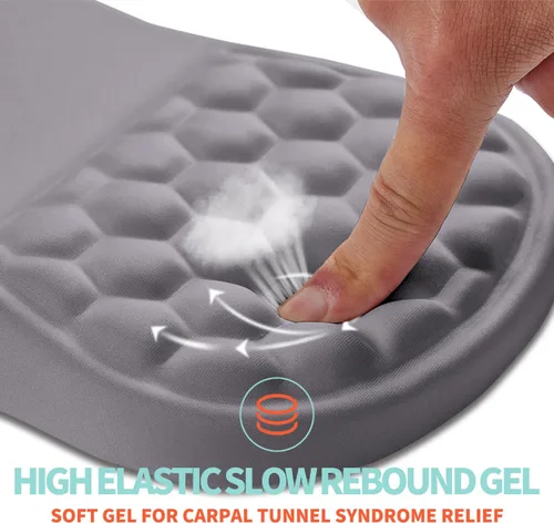Miniatura 2 de Alfombrilla ergonómica para mouse con soporte de muñeca con espuma viscoelástica, protuberancia de masaje, almohadilla para aliviar el dolor