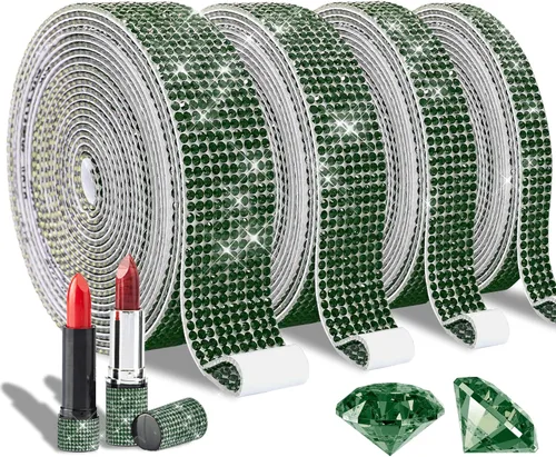 Miniatura 16 de 4 rollos de cinta autoadhesiva con diamantes de imitación, cinta de diamantes bling con pegatinas de 2 mm para manualidades, bodas, cumpleaños