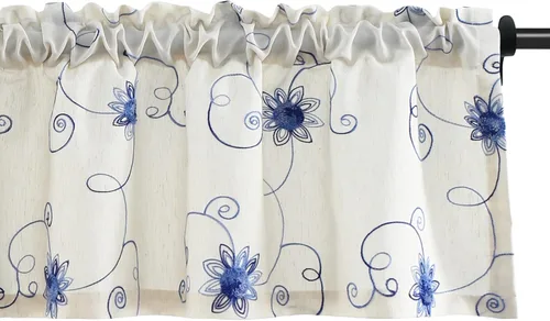 Miniatura 34 de VOGOL - Cenefa de cortinas bordadas con vides, cenefa con bolsillo para ventanas, 52 x 18 pulgadas, verde pasto