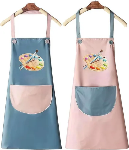 Miniatura 9 de Delantal para niños, paquete de 2 delantales de pintura para niños y niñas, delantales para niños, pintura, cocina, horneado, arte y manualidades