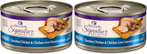 Miniatura 20 de Wellness CORE Signature Selects - Alimento húmedo enlatado triturado para gatos adultos, natural, rico en proteínas, sin granos, receta de entrada