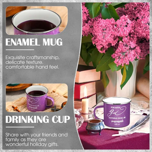 Miniatura 7 de Mifoci Tazas de café esmaltadas cristianas para el Día de la Madre, tazas de café inspiradoras con asa, versículo de la Biblia, tazas de campamento