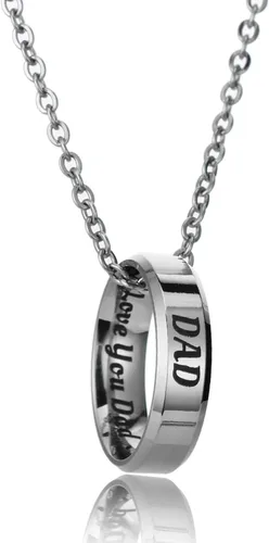 YEEQIN Collar con colgante de anillo con texto en inglés "I Love You" para mamá, papá, hija, hijo, regalo para miembro de la familia