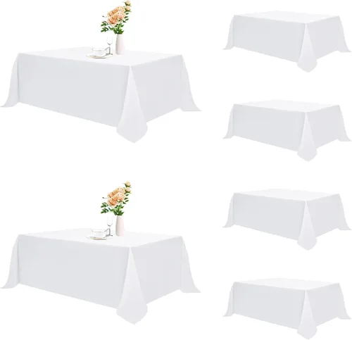 Miniatura 23 de Romanstile Mantel rectangular de poliéster, paquete de 2 manteles rectangulares de 60 x 84 pulgadas, resistentes a las manchas y a las arrugas, Negro