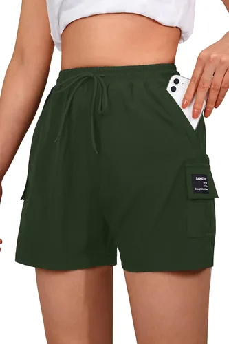Pantalones cortos tipo cargo de senderismo para mujer de 7 pulgadas con bolsillos con cremallera, pantalones cortos ligeros de secado