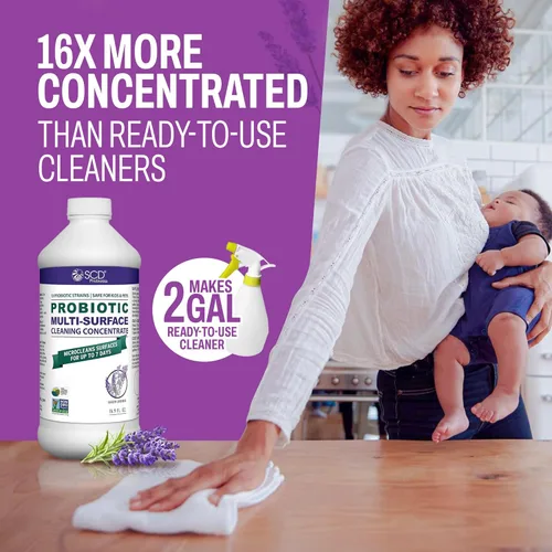 Miniatura 3 de SCD Probiotics Concentrado de limpieza probiótico multisuperficie con aceite esencial de lavanda, microlimpia superficies hasta 7 días, a base